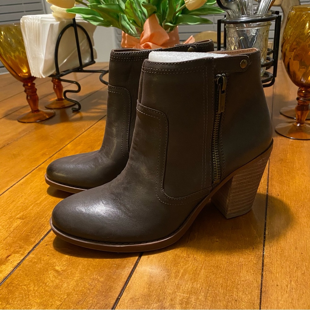 Lucky Brand Leather Booties Women’s 7.5 LP-Eugina Java New in Box Boho Cottage